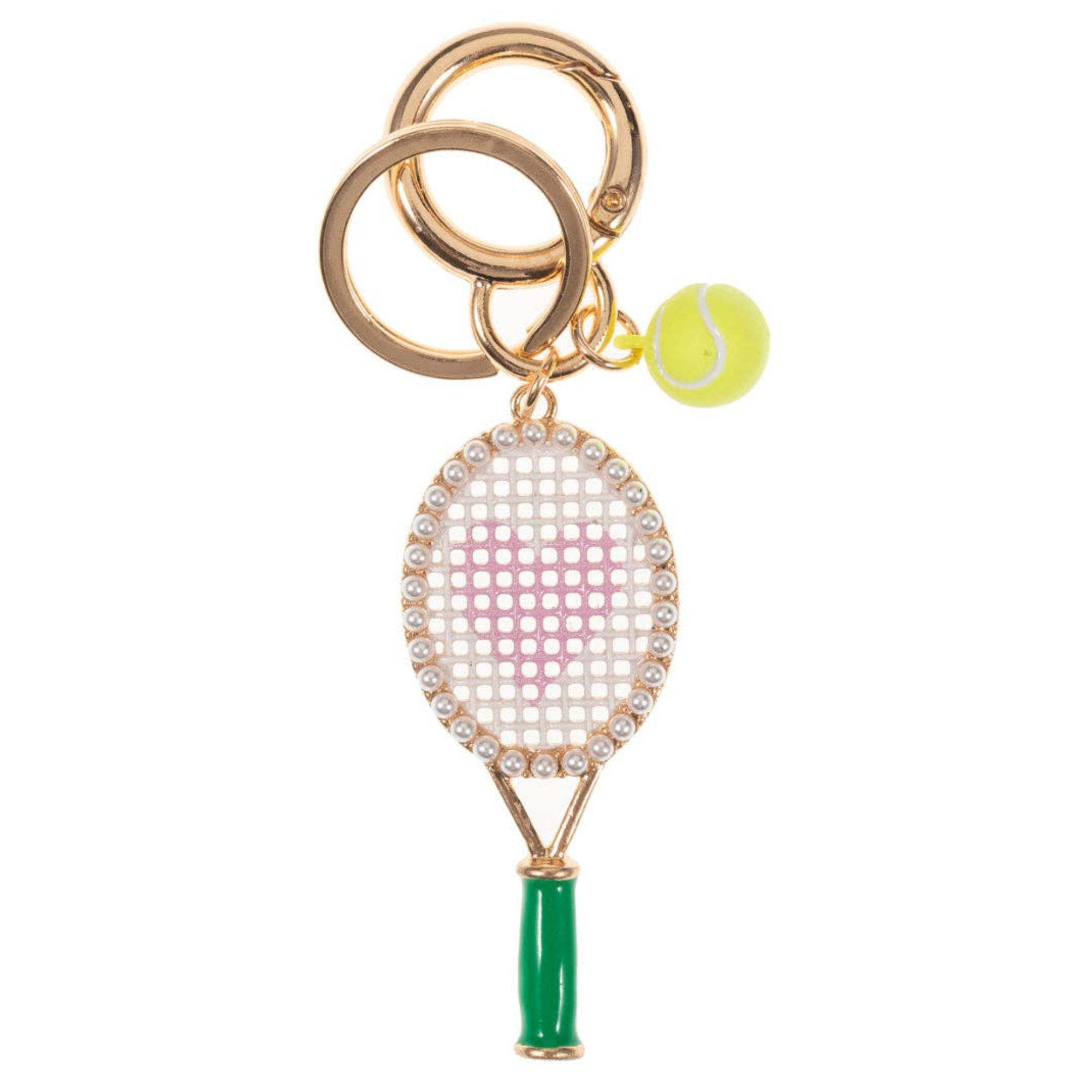 Sports Tennis Racket Enamel with Rhinestones Keychain