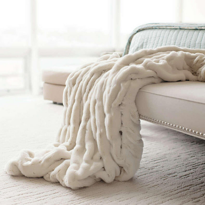 Ivory Mink Faux Fur Throw 60x72