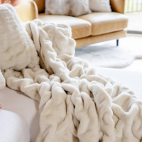 Ivory Mink Faux Fur Throw 60x72