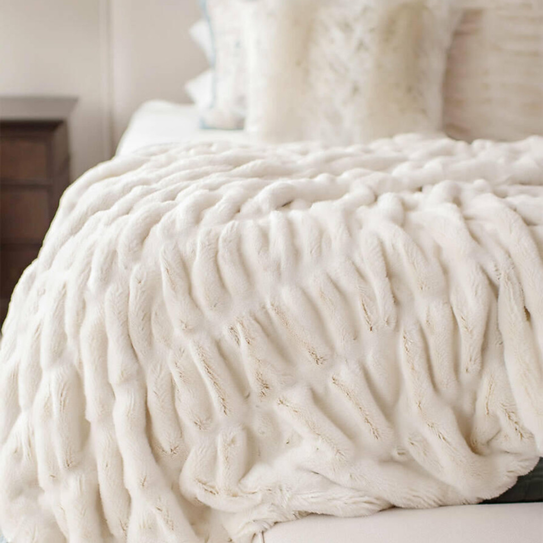 Ivory Mink Faux Fur Throw 60x72