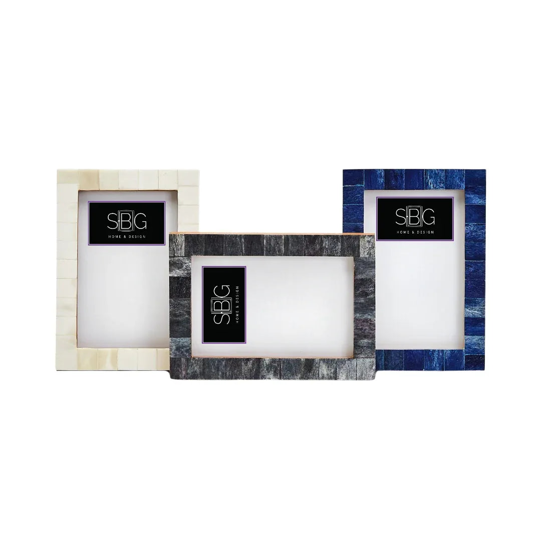 Three photo frames with different designs on a white background Luxury Ivory Decor,