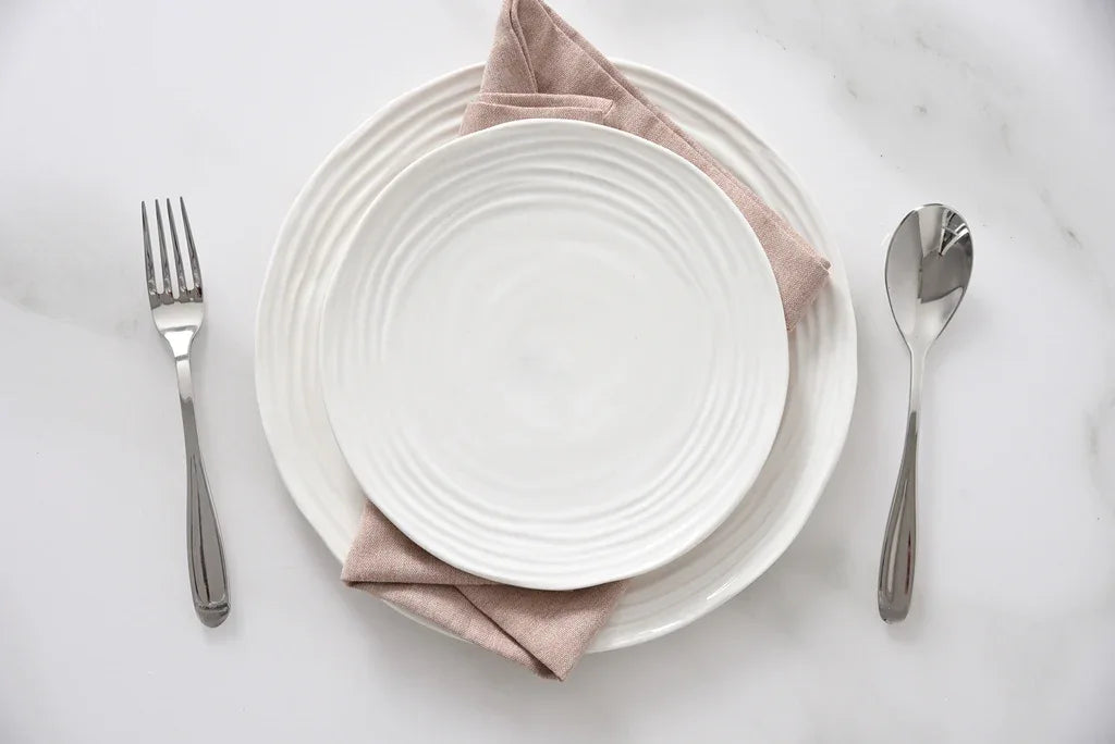 Le Blanc Round Plates S/4 Dinnerware