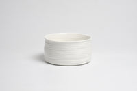 White ceramic bowl on a light gray background