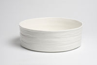 White ceramic bowl on a light gray background