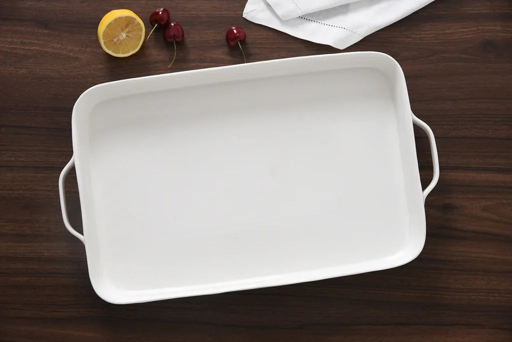 Le Blanc Rectangle Tray With Handles Serving Tray
