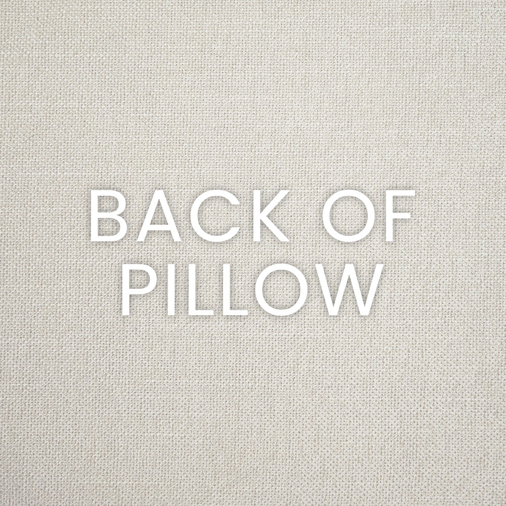 Text 'BACK OF PILLOW' on a textured beige background