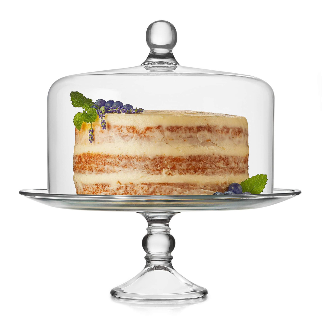 Libbey Selene Glass Cake Stand with Dome.