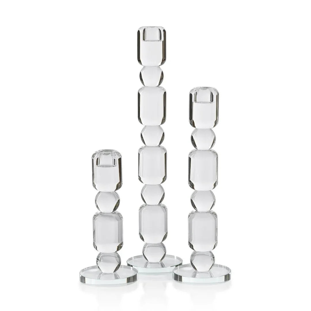 Louisa Crystal Glass Taper Holder Votives, Hurricanes & Candleholders