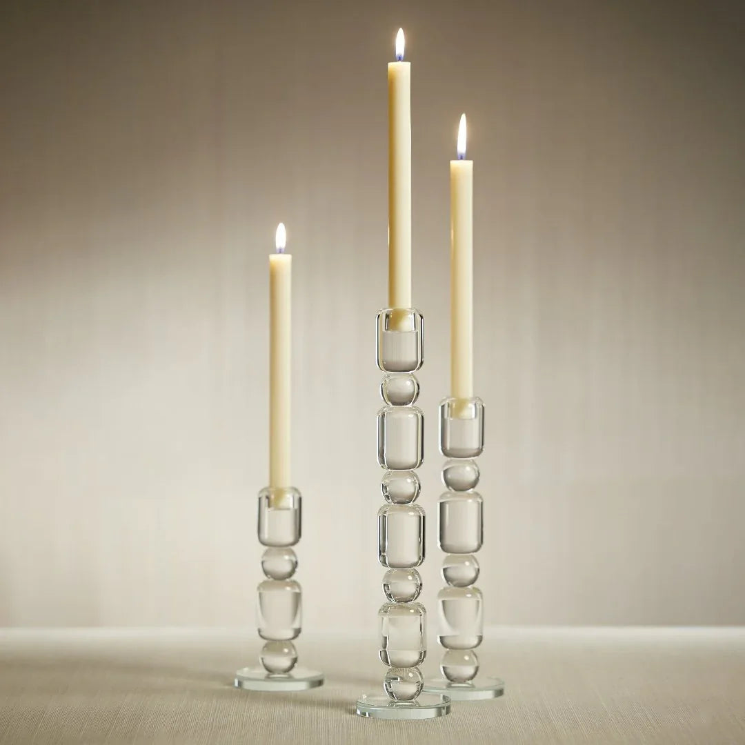Louisa Crystal Glass Taper Holder Votives, Hurricanes & Candleholders