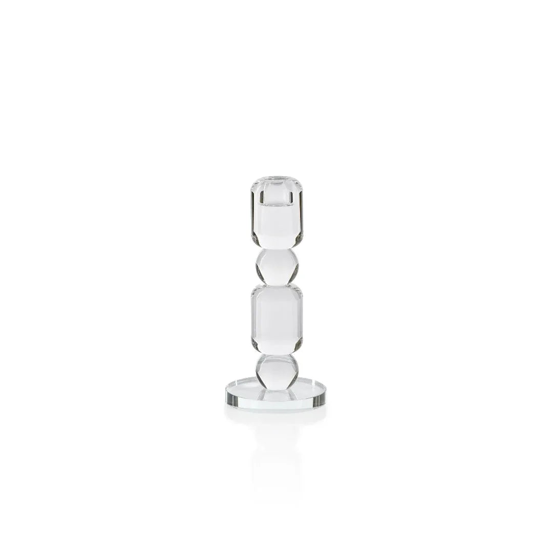 Louisa Crystal Glass Taper Holder Short Votives, Hurricanes & Candleholders