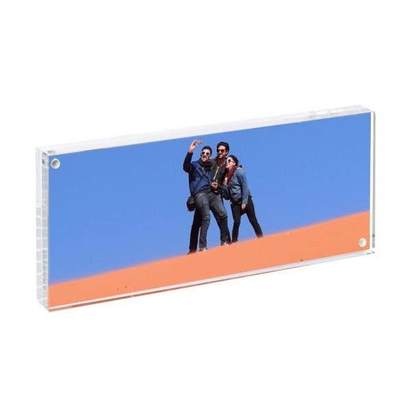 Acrylic photo plaque with a blue sky and orange ground background