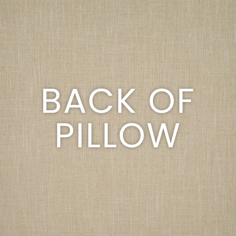 Beige fabric background with 'BACK OF PILLOW' text