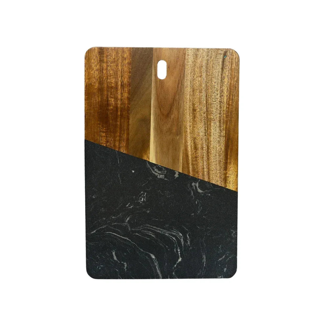 Marble & Acacia Rectangle Wood Board Black Cheese Board