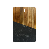Marble & Acacia Rectangle Wood Board in black marble. 