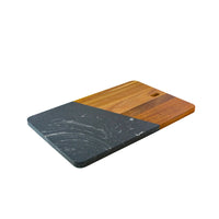 Marble & Acacia Rectangle Wood Board in black marble. 