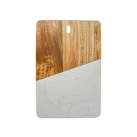 Marble & Acacia Rectangle Wood Board in white marble.