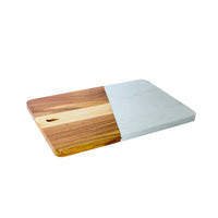 Marble & Acacia Rectangle Wood Board in white marble.