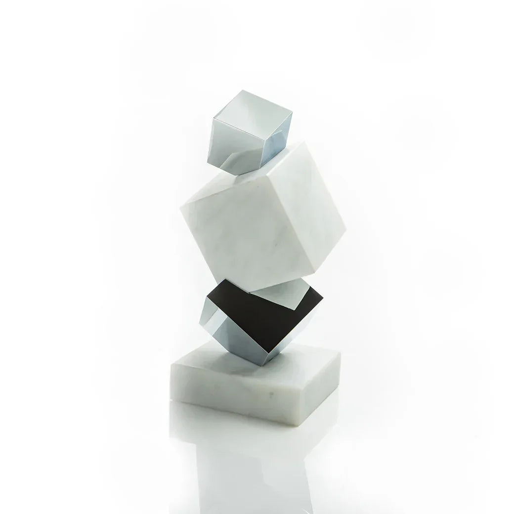 Marble & Silver Torre Objet D'Art Decorative Objects