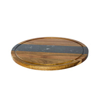 Marble Stripe & Acacia Wood Round Board in black.