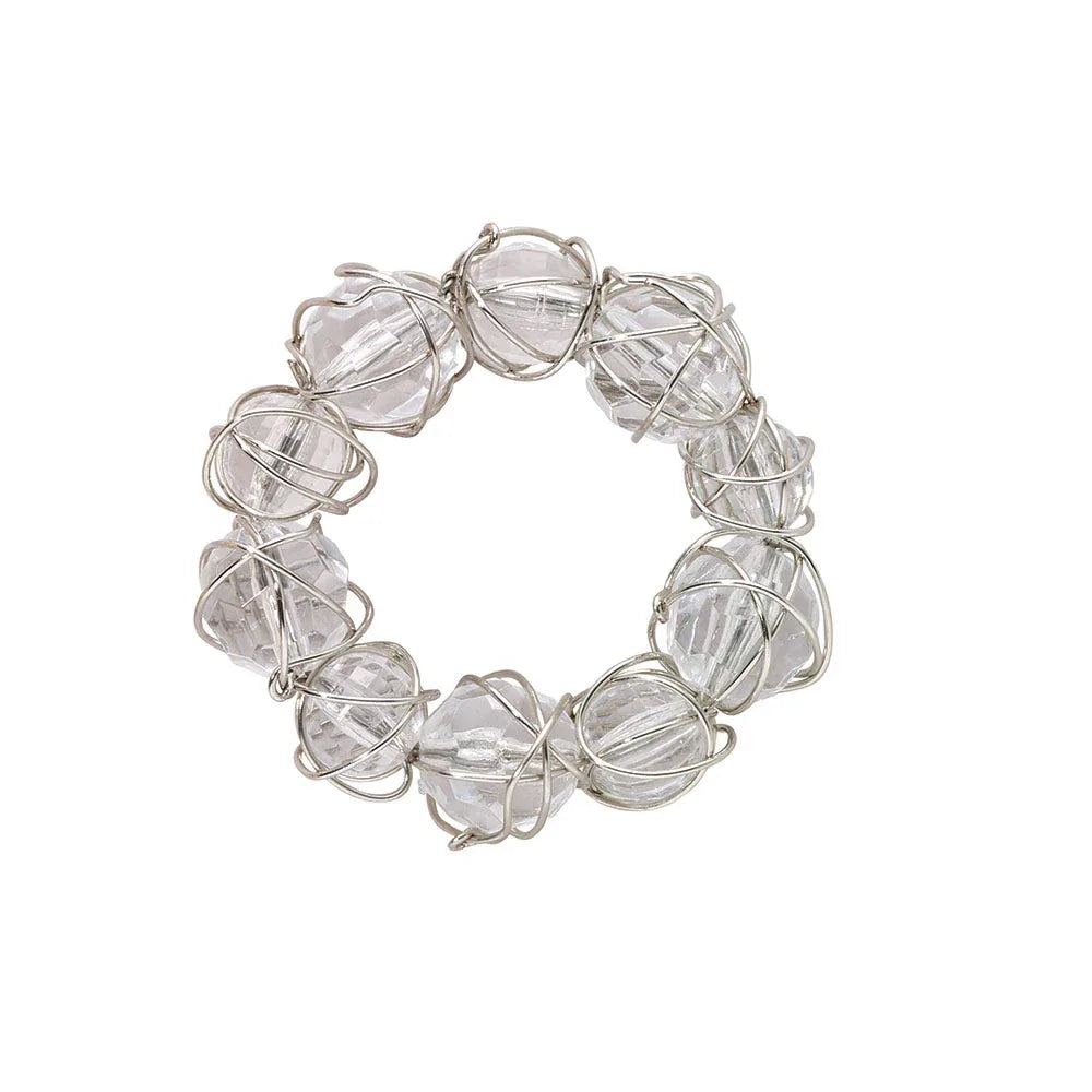 Crystal Bauble Napkin Rings Set of 4 Silver Placemats, Napkins, & Napkin Rings