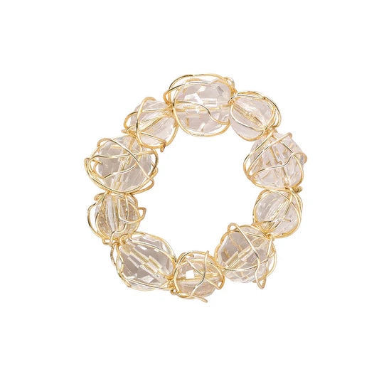 Crystal Bauble Gold Napkin Rings Set of 4