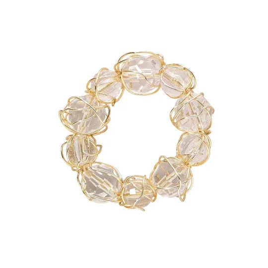 Crystal Bauble Napkin Rings Set of 4 Gold Placemats, Napkins, & Napkin Rings