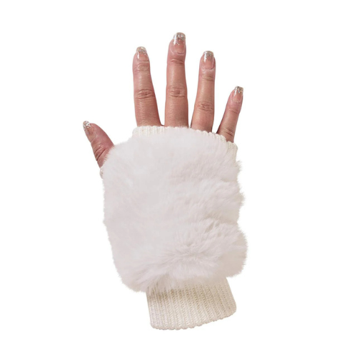 Faux Fur Knitted Fingerless Gloves