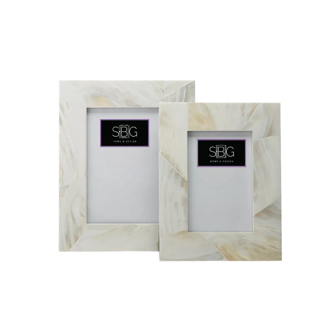 Ocean Sand Mother of Pearl Photo Frame on a white background