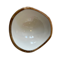 Unique handmade mango wood bowl with glossy enamel finish