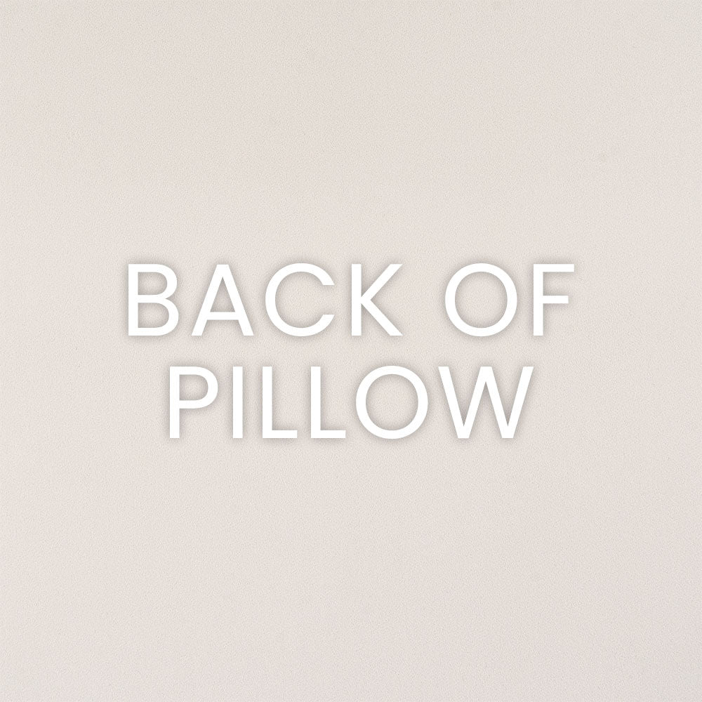 Text 'BACK OF PILLOW' on a light gray background