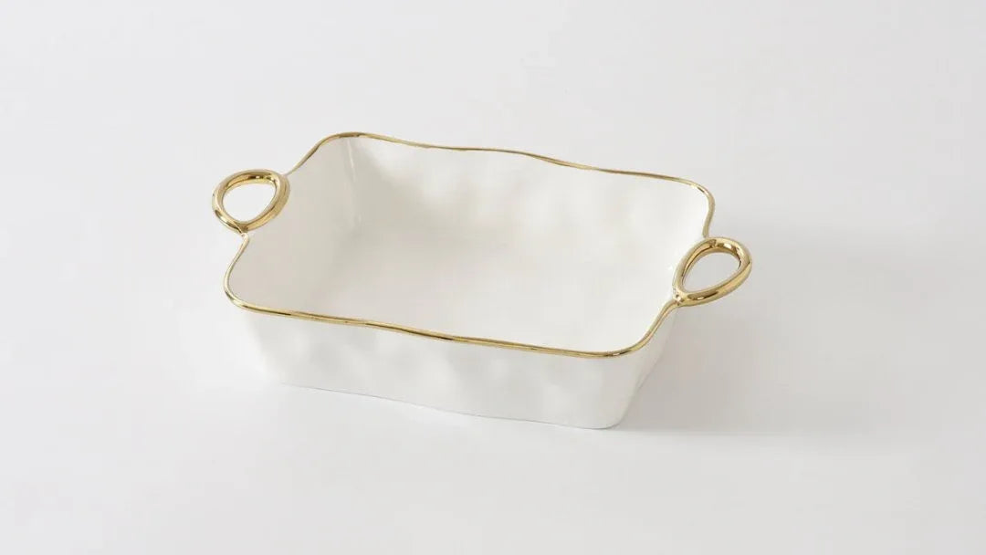 Rectangular Baking Dish With Handles Gold Handles Serving Dish