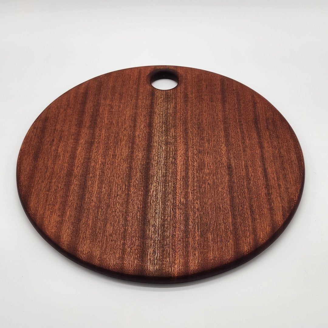 Round Serving Board - Sapele Wood. 