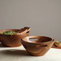 Rustic Wood Bowl with Handles.