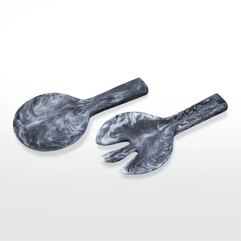 Jumbo Servers Set of 2 Black Swirl Salad Serving Set