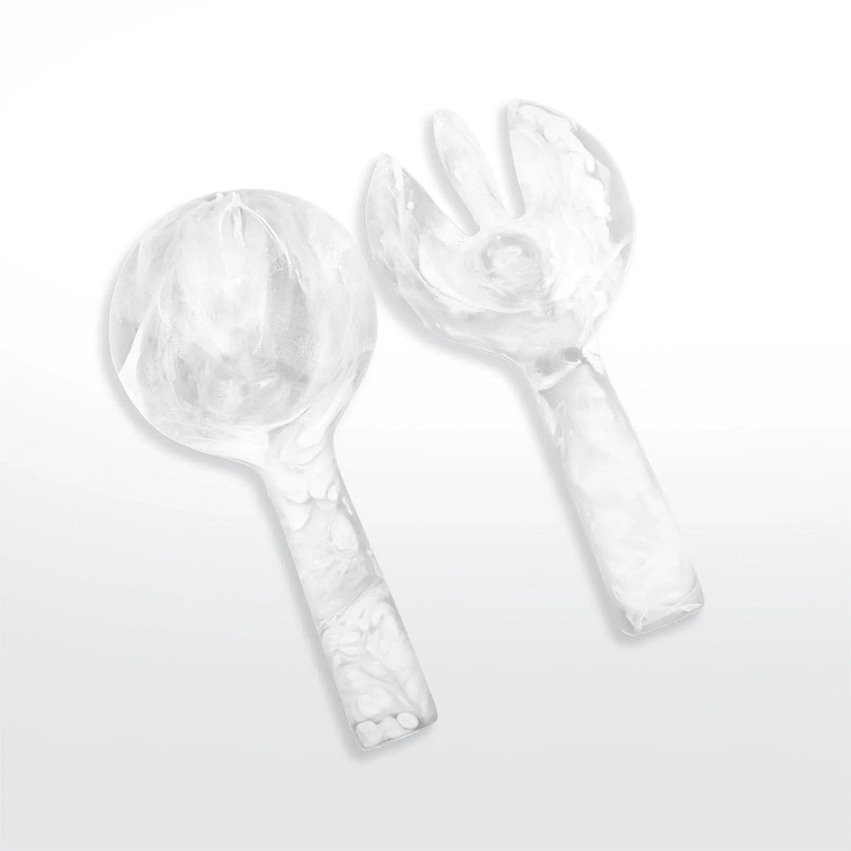 Jumbo Servers Set of 2 White Swirl Salad Serving Set