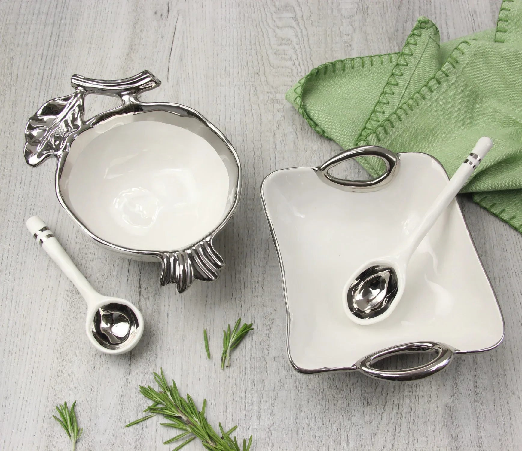 Silver Pomegranate Set Apples & Honey
