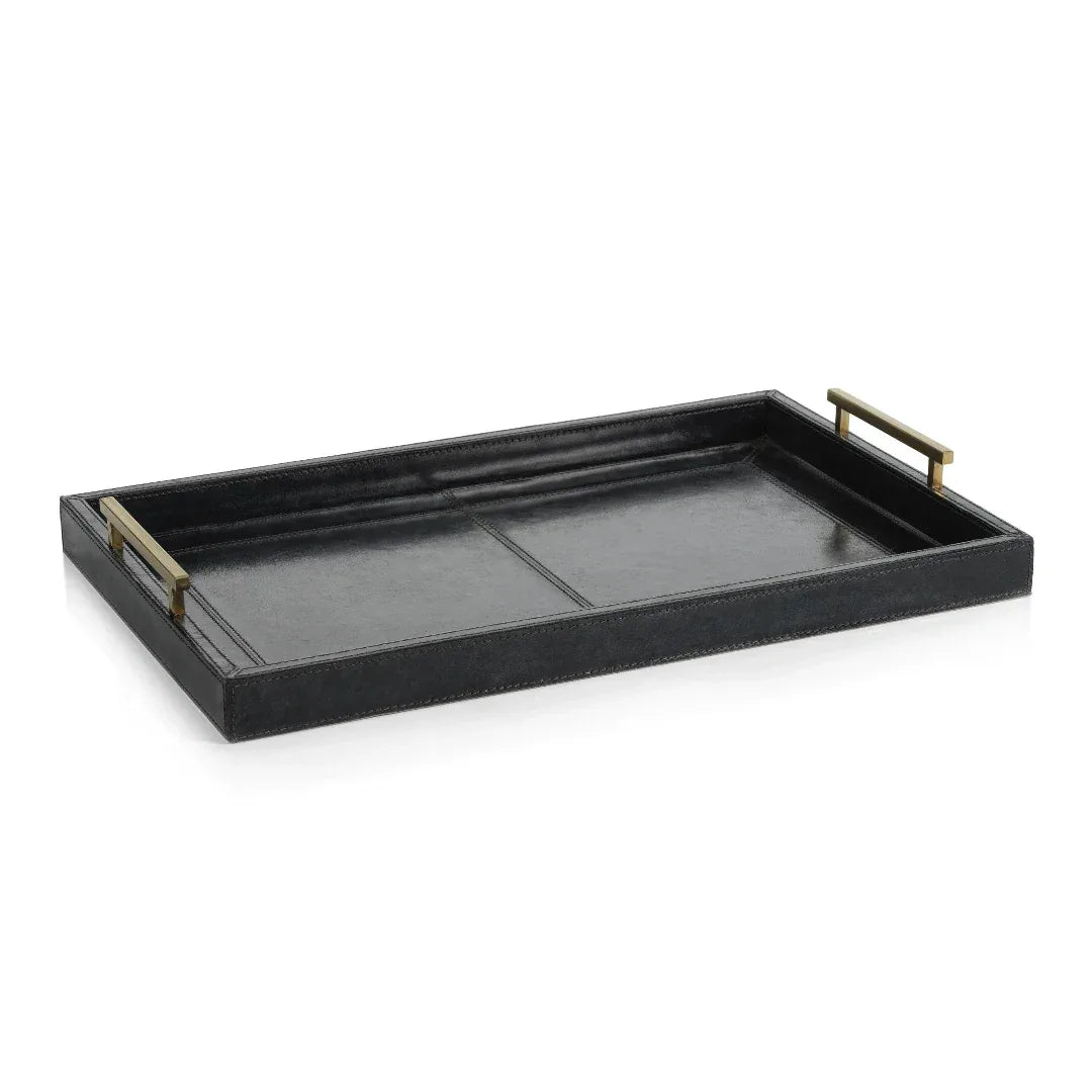 Savoy Midnight Blue Leather Bar Tray Decorative Tray