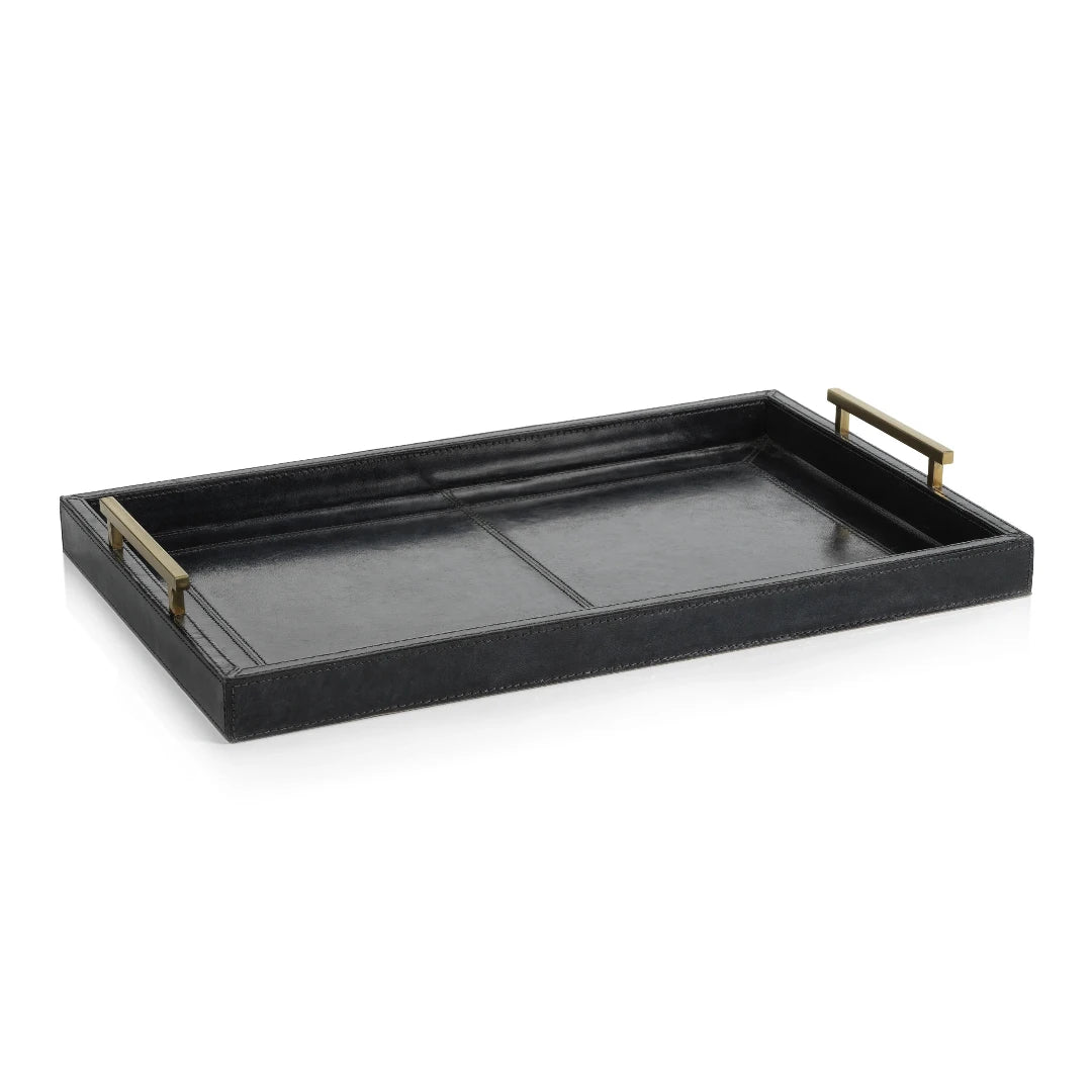 Savoy Midnight Blue Leather Bar Tray