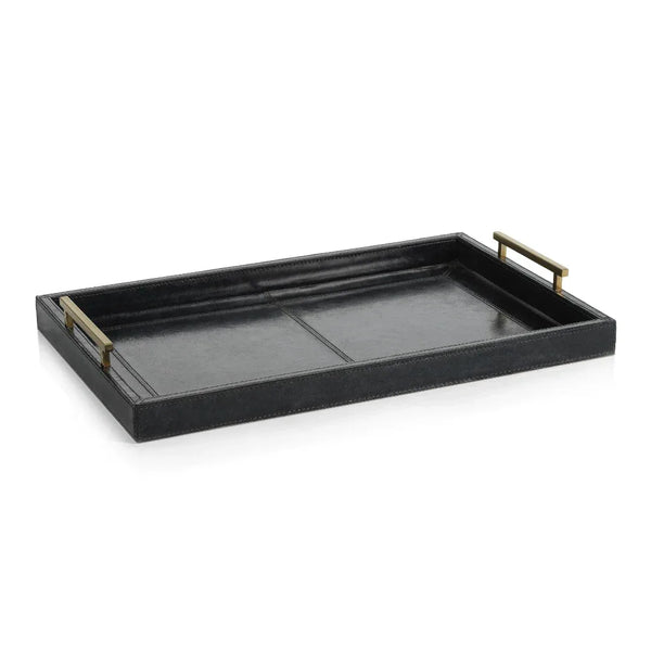 Savoy Midnight Blue Leather Bar Tray Decorative Tray