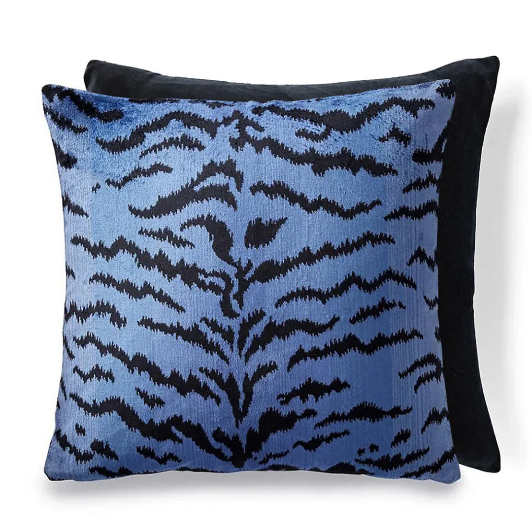 Scalamandre Tigre Blue & Black Throw Pillow 22" x 22" Throw Pillows