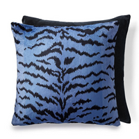 Scalamandre Tigre Blue & Black Throw Pillow 22" x 22"