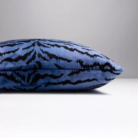 Scalamandre Tigre Blue & Black Throw Pillow 22" x 22"