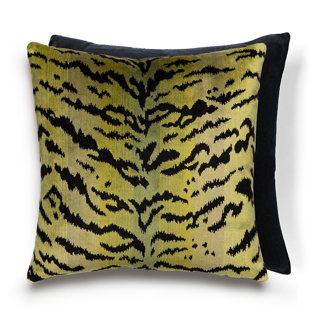 Scalamandre Tigre Green & Black Throw Pillow 22" x 22"