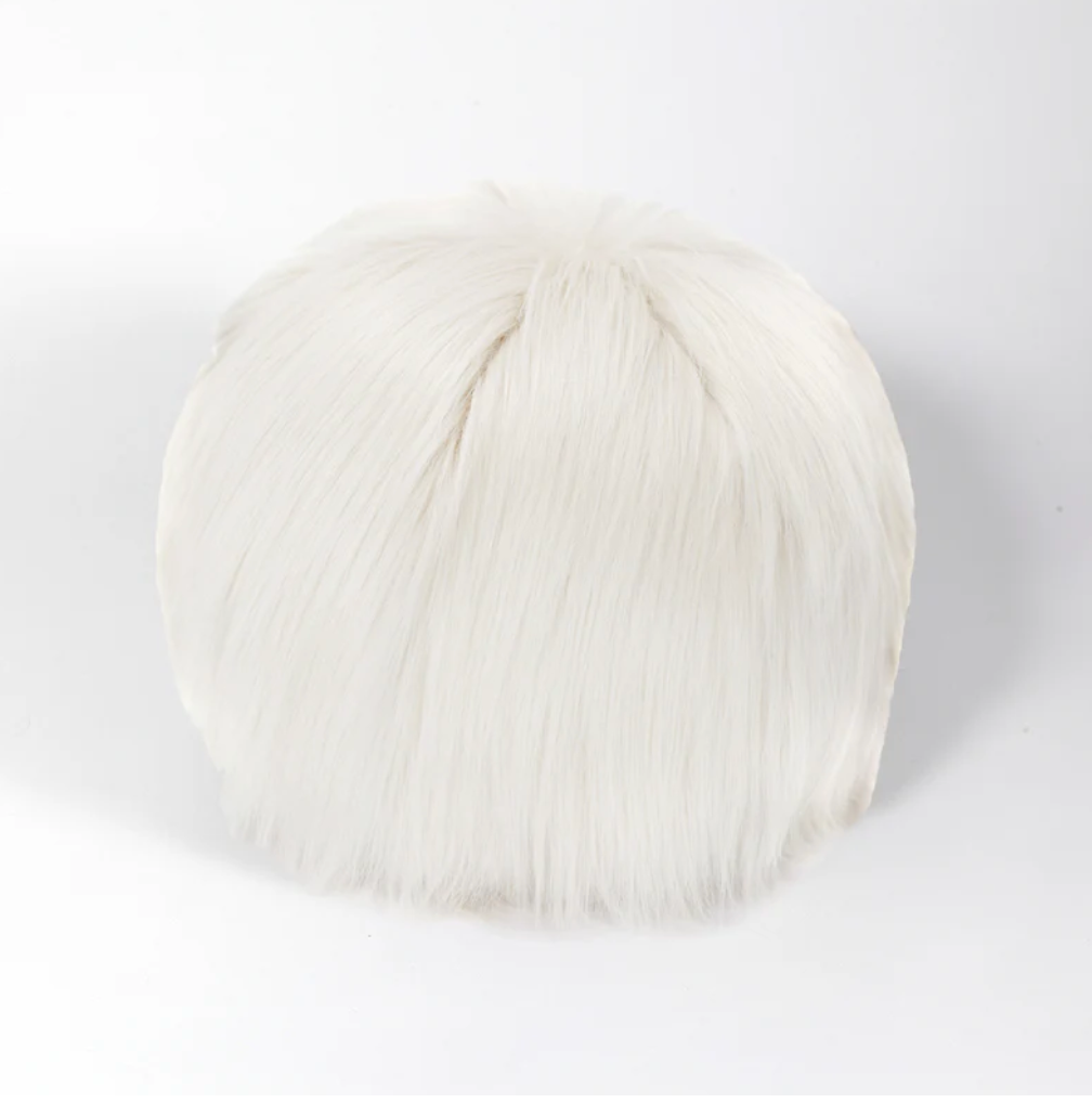 Faux Fur Snowball Pillow - White