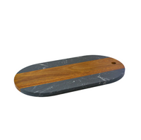 Marble & Acacia Wood Oval Serving Board