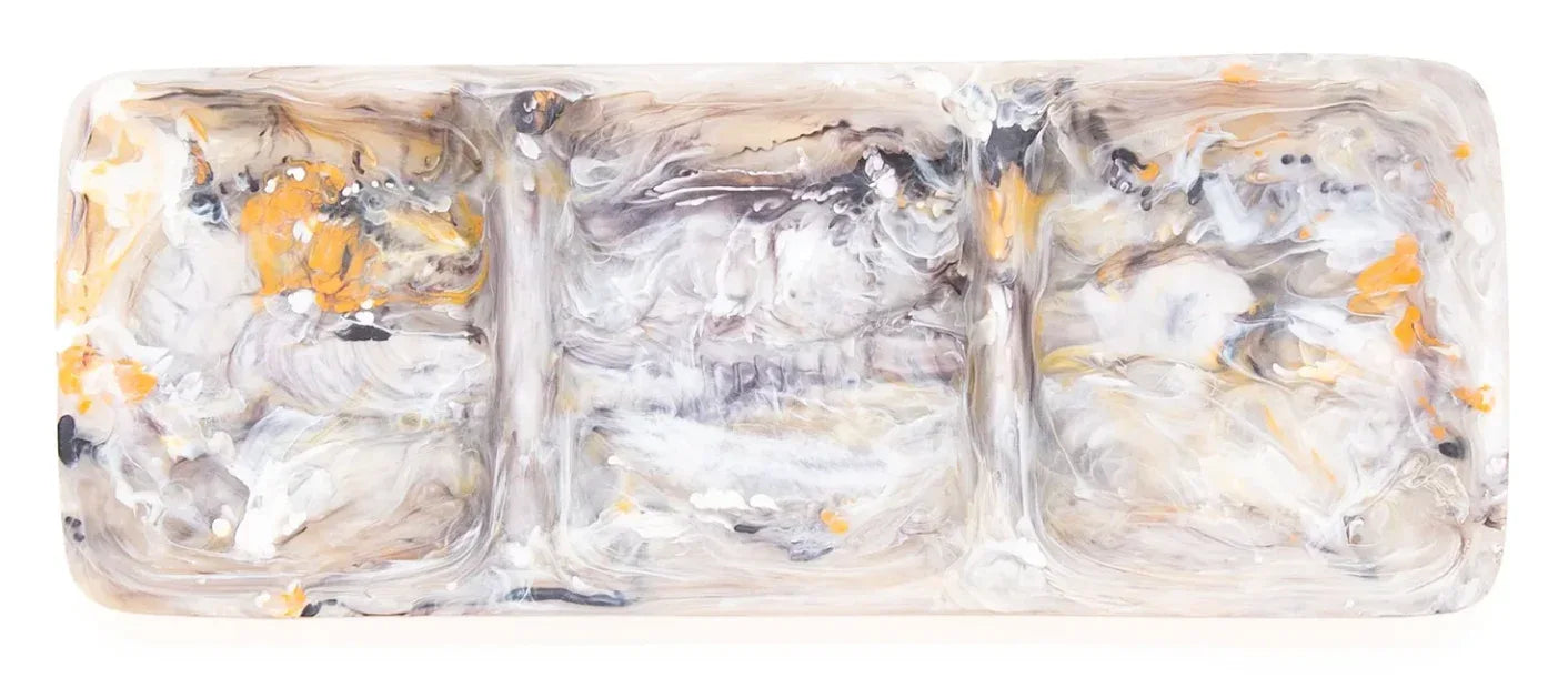 Everyday 3 Part Tray Large Mocha Swirl Serving Tray