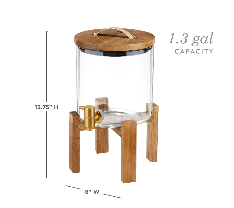Acacia and Glass Beverage Dispenser
