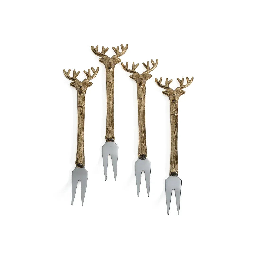Stag Head Cocktail & Cheese Fork Set of 4 Cocktail Forks