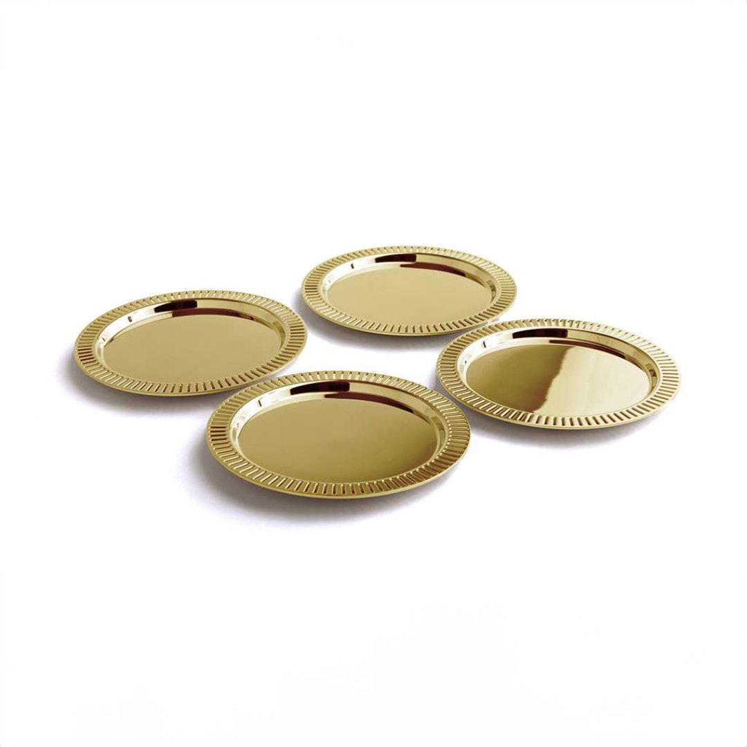 Striations Coasters Set in Holder gold