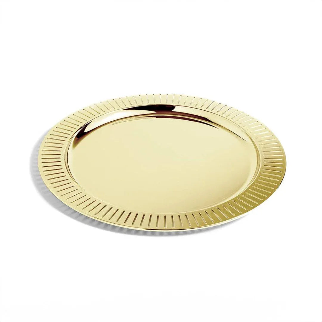 Striations Serving Tray Round Gold Serving Tray